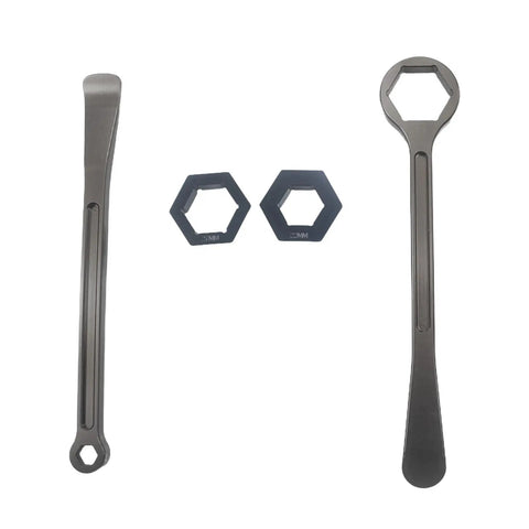 Aluminum CNC Tire Iron Tool Kit for Dirt Bikes, Raceline Lever Set with Hex Wrench Heads 10mm 13mm 22mm 27mm 32mm, Black
