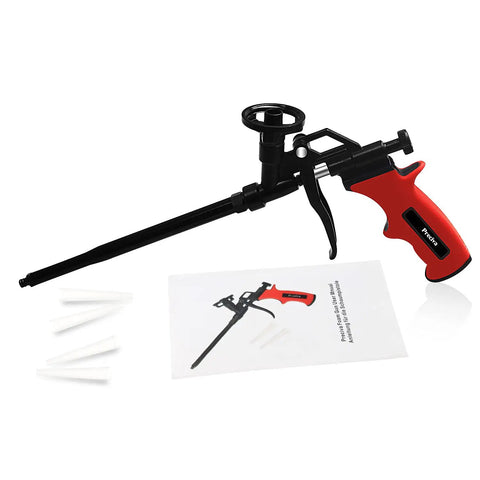 Heavy Duty Foam Gun For Caulking And Sealing, Professional PU Expanding Foam Sprayer With Precision Trigger shown with instructions