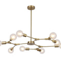Lit Brushed Brass Sputnik Chandelier With Adjustable Hanging Arms Industrial Flush Mount Ceiling Light Fixture For Living Room