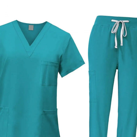Nurse Scrub Set Uniform Top And Jogger Pants For Nurses Beauty Spa Salon And Pet Grooming Pros Blue Size S Machine Washable Easy Care All Day Comfort Workwear