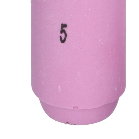 Tough Alumina Ceramic Nozzles With Gas Lens Cups For TIG Welding Torch, 8mm top, 11mm bottom, pink ceramic nozzle.