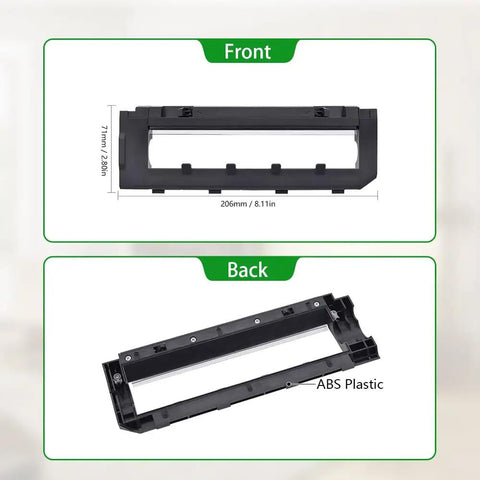 Front and back view of Replacement Brush Covers Guards for Roborock S7 S7 Plus S7 MaxV Ultra Q5 Q7 Max with dimensions