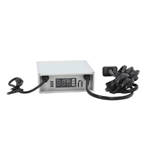 Rock Solid 12V Ups Battery Backup With 3600Mah Juice To Keep Your Routers And Outdoor Cameras Running Smooth As Silk All Day Long Without Breaking A Sweat While Checking Voltage On Screen Us Plug Included, compact silver power supply with display and cords.