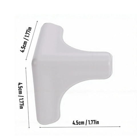 Soft Silicone Corner Protectors With Self Adhesive Edge Covers For Tables Desks And Kitchen Cabinets Protect Kids And Pets From Sharp Edges Rugged Yet Gentle Guard That Prevents Bumps And Injuries In Grey. Close-up view showing size at 4.5cm/1.77in.