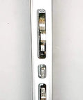 Sliding Glass Patio Door Lock Mortise Type 2-Point With 7.796 Inch Screw Hole Spacing, aluminum faceplate close-up view.
