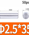 Beefy 304 Stainless Steel Cylindrical Dowel Pins For Precision Alignment And Locking Solid Round Locating Pins 2.5x35 Mm Includes 50 pcs