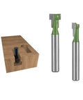 Keyhole Router Bit Set For Woodworking Six Piece Kit With Blade Diameters One Quarter Inch Five Sixteenth Inch Three Eighth Inch Nine Sixteenth Inch One Half Inch And Five Eighth Inch C2 Carbide Inserts Pro Grade Durable Alloy Bits For Slotting Tracks with wood block