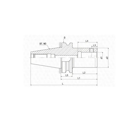 Pro Grade Cnc Rough Boring Collet With Bt50 Fitment detailed technical drawing showing dimensions and design features.