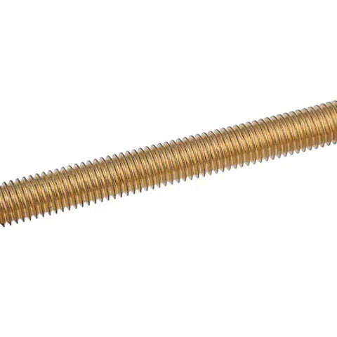 Close-up of Brass M5x50mm Stud Bolt Kit Full Threaded Rods With 5 Studs 10 Hex Nuts 10 Washers DIY Ready Hardware C38000 CuZn40Pb2 CW617N