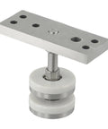 Heavy Duty Folding Door Pulley Featuring Ridiculously Smooth Nylon Rolling Wheel And Rock Solid Zinc Alloy Construction For Zero Hassle Barn Door Hardware Replacement System, close-up view of nylon wheel and zinc alloy top.