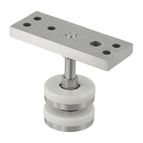 Heavy Duty Folding Door Pulley Featuring Ridiculously Smooth Nylon Rolling Wheel And Rock Solid Zinc Alloy Construction For Zero Hassle Barn Door Hardware Replacement System, close-up view of nylon wheel and zinc alloy top.