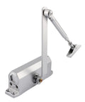 Heavy Duty Door Closer With Adjustable Speed Hydraulic Buffer for Commercial Doors 40 to 65 Kg Weight Range and 600 to 1200 mm Width Silver Finish