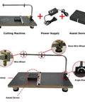 Tabletop Hot Wire Foam Cutter For Styrofoam And Sponge, Adjustable Angle And Temperature, showing machine parts and setup details.