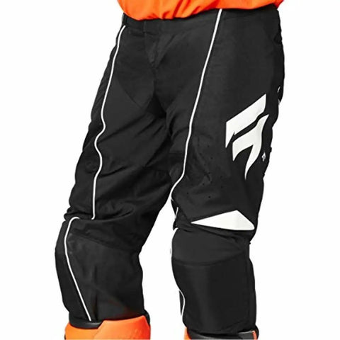 White Label Dirt Bike Pants For Motocross And Offroad Riders, Lightweight 600D Durability, Stretch Zones For Flex, Articulated Knees And Hips, Rokr Black White, Size 30 black motocross pants front view