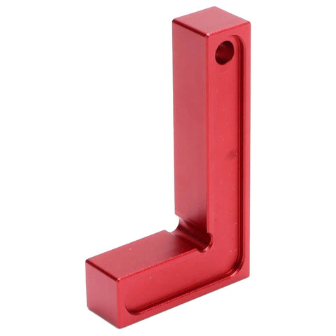 Dead True 90 Degree Positioning Square Aluminum Alloy Right Angle L Shaped Layout Tool Zero Play Gauge For Cabinet Carpentry And Tough Diy Builds Red, side view showing detail.