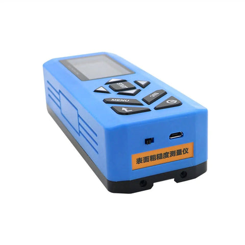 Digital Surface Roughness Meter With Slick Lcd Screen And Durable Rechargeable Battery For Smooth Machinist Finish Tests And Gnarly Metal Or Plastic Measurements Made Totally Legit, handheld blue device with buttons.