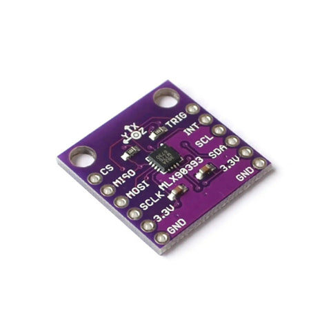MLX90393 Digital Hall Effect Sensor Module With Pro Grade Positioning And I2C SPI Interfaces For Real Time Motion Control In Battery Powered Devices Industrial Equipment And Smart Consumer Gadgets purple PCB with pin labels