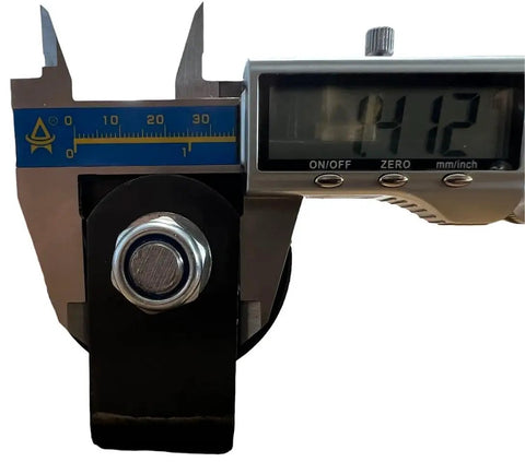 Digital caliper measuring bolt on Beefy 12 Inch Sliding Gate Guide Roller With Removable Axle Bolts Black Hard Rubber Wheel Weld On Mount