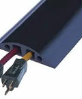Beefy Rubber Two Channel Cable Duct Protector For Cords And Carts Keeps Walkways Safe From Tripping Hazards In Warehouses Theaters Malls And More Non Metallic Flexible Black 10 Ft Length shown with inserted cables
