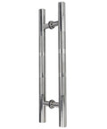 Boss Brushed Stainless Steel Round Tube Door Handle Set For Glass, Wood, And Barn Doors - Push Pull And Sliding Door Hardware Kit