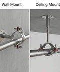 QWORK stainless 2" OD pipe wall and ceiling mount clamp with bolts and red spacers.