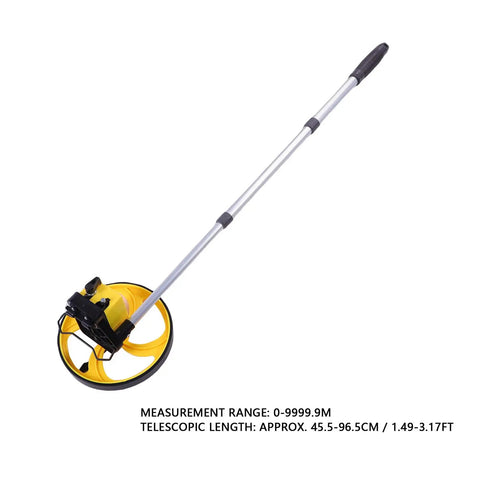 Hilitand Distance Measuring Wheel, 8 Inch Telescopic Design with yellow wheel and silver telescopic rod.