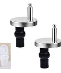 Two Pack Quick Release Toilet Seat Hinges For Blind Hole Fixes, stainless steel and rubber bushings for secure installation.