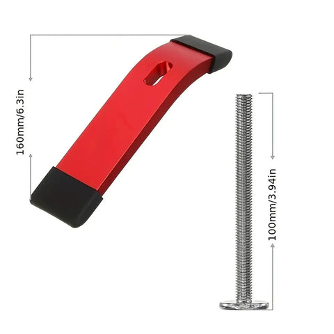 Four Pack T Track Hold Down Clamps 160mm Curved Aluminum Quick Acting Clamps with Rotating Pivot and Height Adjustment