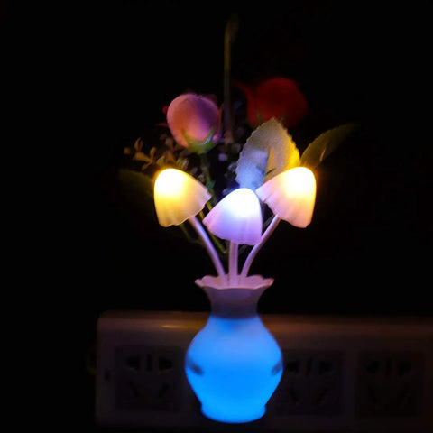 Two Pack Plug In LED Night Light With Auto Dusk To Dawn Sensor Half Watt Energy Saving Lamp Dream Nightlight Rose Flower Mushroom Lights