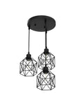 Industrial 3 Light Pendant With Adjustable Cords Vintage Farmhouse Black Metal Cage Light For Kitchen Dining Hallway E26 Base ceiling fixture