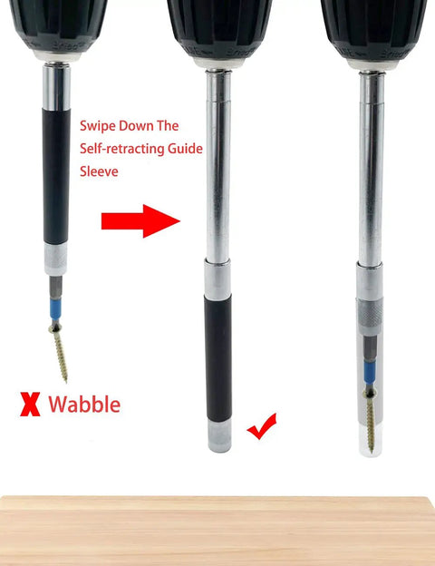 Magnetic Screw Drive Guide Drill Bit Tip Holder And Pro Grade Screwdriver Bit Holder with retracting guide sleeve demonstration