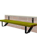 2 Pack 1 Step Black Steel Stair Stringer for 12 Inch Deck and Outdoor Steps with bolts, mounted on brick wall.