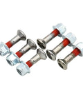 Beefy M8 Sprocket Bolt Kit With Nuts And Washers For Off Road Motorcycles Galvanized M8 X 1 25 Bolts For Secure Chain Wheel Install Built Tough And Ready Universal Fitment For Dirt Bikes And Trail Runners., 6 galvanized M8x1.25 sprocket bolts with nuts and washers on white background