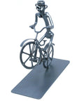 Handmade Bike Themed Desk Statue For Men Nut And Bolt Biking Figurine Metal Welding Sculpture on desk