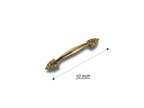 Elegant Antique Brass Cabinet Handle With Dope Ornate Vintage Leaf Design Pair Drawer And Door Pull For Furniture Restoration 10 Inch
