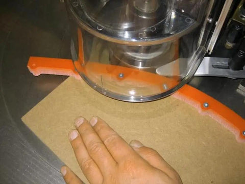 Bendable Routing Template For Smooth Sailing Arcs And Curved Woodworking 23 32 X 23 32 Inch Durable Plastic Router Jig in use on MDF.