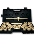 18 Piece Spark Free Socket Wrench Set 1 Inch Drive CuBe Alloy 12 Point 30 To 80 mm Non Spark Heavy Duty in open case