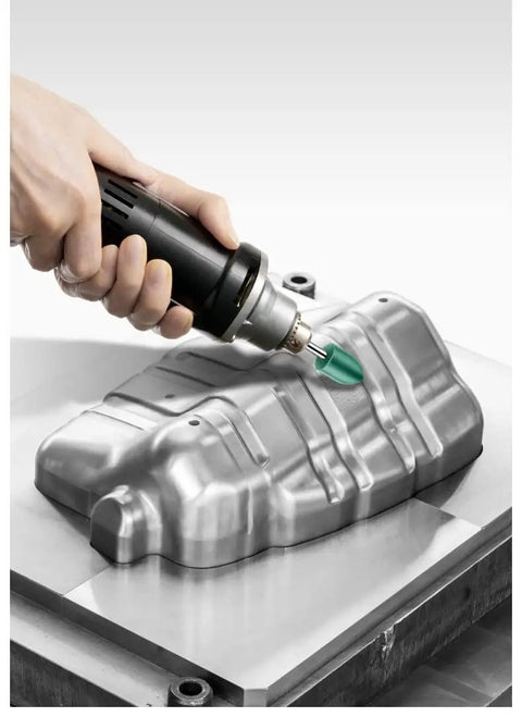 Using 20 Pcs 8mm Rubber Polishing Burr Point Bits For Rotary Tools With 1/8 Inch Shank on metal surface for smoothing
