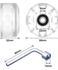 8 Pack Light Up Roller Skate Wheels with Preinstalled Bearings for Double Row Skating and Skateboards 32mm x 58mm 82A Polyurethane Wheels includes Mounting Wrench