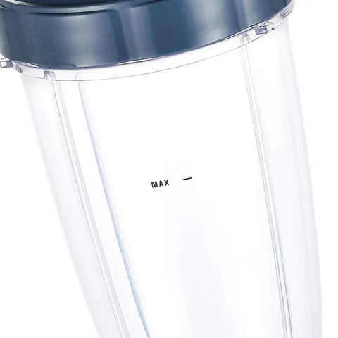 Close-up of 24oz replacement cup with lid, compatible with 2 Pack 24 Ounce Replacement Cups With To Go Lids Compatible With NutriBullet 600W And Pro 900W Blenders For Smoothies And Shakes Built To Last With Durable BPA Free Construction And Dishwasher Safe Design