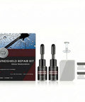 DIY Windshield Crack Repair Kit For All Weather Performance And Quick Fix Glass Repair Tools, clear resin bottles, applicator, blades