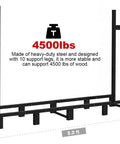 Diagram of Beefy Heavy Duty Firewood Rack Eight Foot Outdoor Storage Stand, showing 10 support legs and 4500 lbs capacity.