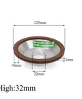 125mm resin bond diamond grinding wheel for carbide, tungsten steel cutters, focus on dimensions and material