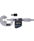 Heavy Duty Outside Micrometer 0.4 To 1 Inch Span With Tungsten Carbide Tips, digital display and calibration tool for precision measuring.