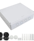Beefy Weatherproof Outdoor Junction Box For Electronics IP65 Dustproof ABS Plastic Enclosure with NPT Cable Glands, White, 15.7x13.8x4.7"
