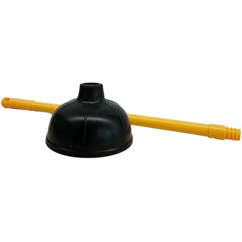 Value Plus Plunger With Flexible Seal And Long Wood Handle For Easy Toilet And Drain Unclogging on white background