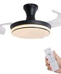 Retractable 40 Inch Black Ceiling Fan With Light And Remote, invisible acrylic blades, low profile mount, remote control