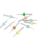 10 Piece PCB Drill Bit Set Tungsten Carbide Micro Bits For Circuit Board Holes 0.3mm To 1.2mm With Handy Storage Case shown on white background