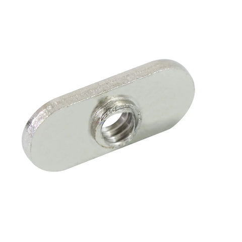 Close-up of Twenty Pack One Quarter Inch Twenty Centered Hole Sliding T Nuts For 10 Series T Track Extrusions Aluminum Extrusion Profile Rail Fasteners.