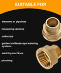 Brass 3/4in male x 1in female threaded pipe adapter; hex brass connectors, two fittings shown